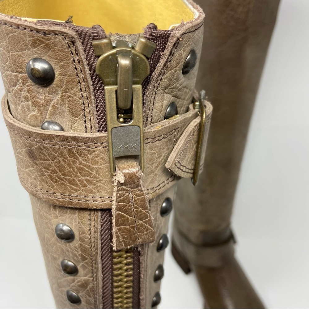New JOHNNY RINGO Mexico Tall Boots Smoky Brown Genuine Leather Back Zipper - Picture 12 of 14
